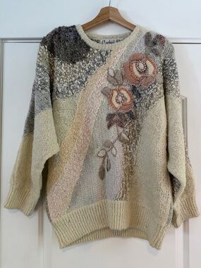 Vintage Carducci Cotton/Acrylic Floral Sweater - M